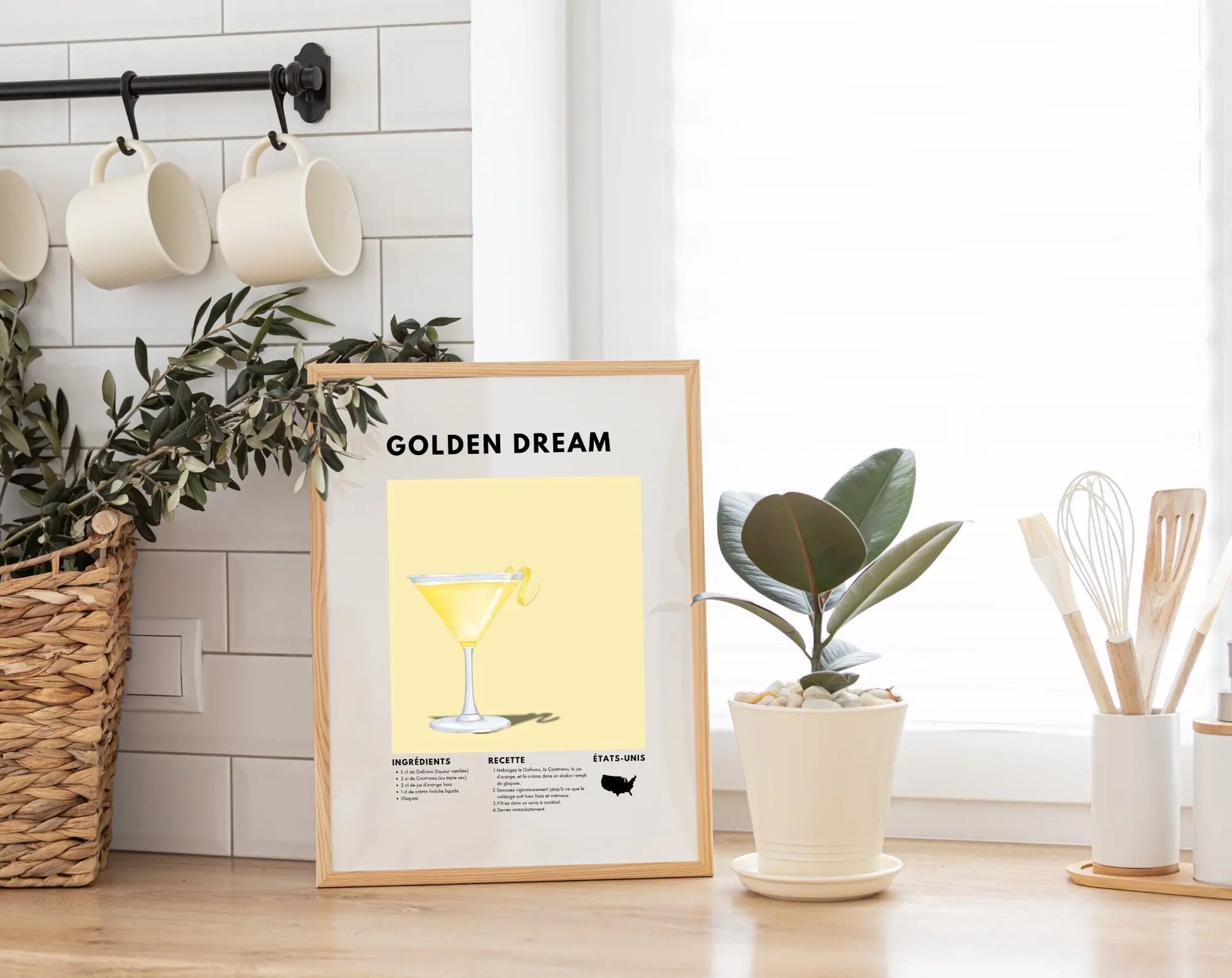 Golden Dream - Affiche recette de cocktail FLTMfrance