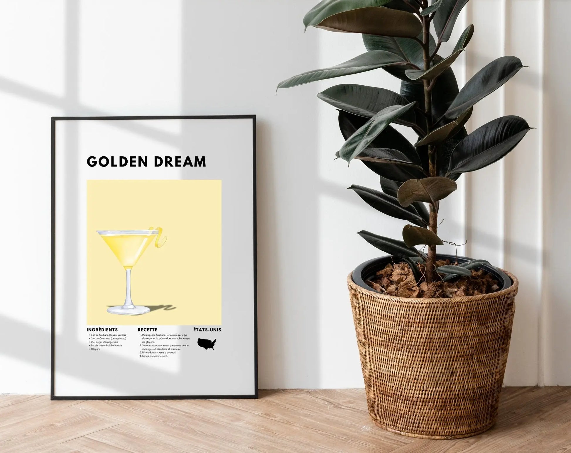 Golden Dream - Affiche recette de cocktail FLTMfrance