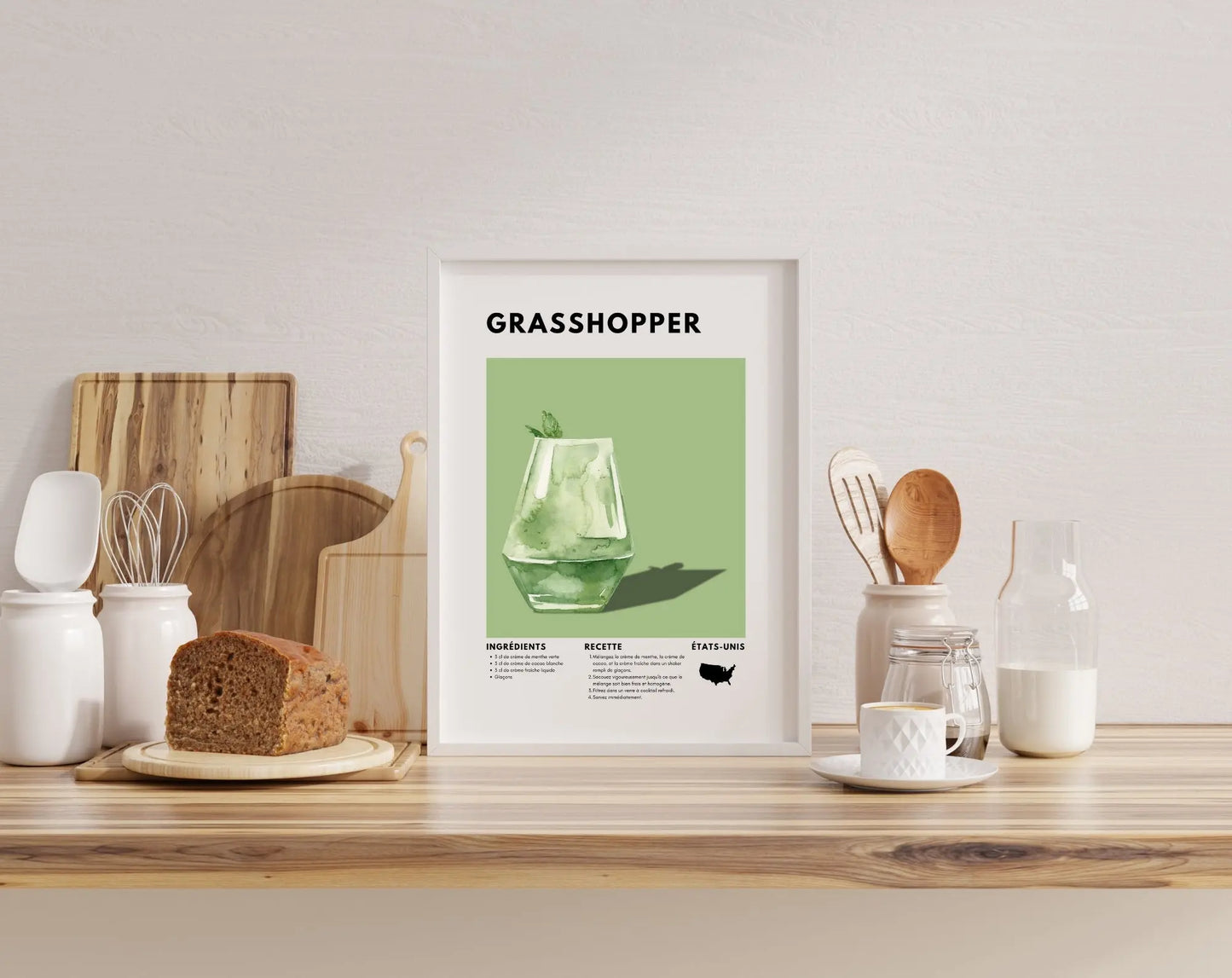 Grasshopper - Affiche recette de cocktail FLTMfrance