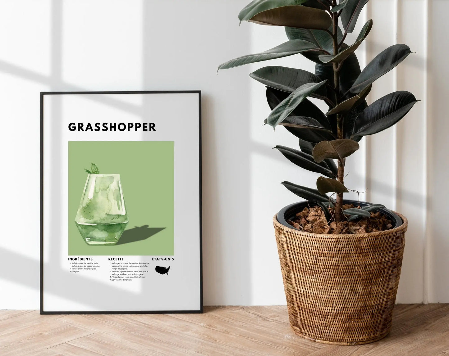 Grasshopper - Affiche recette de cocktail FLTMfrance