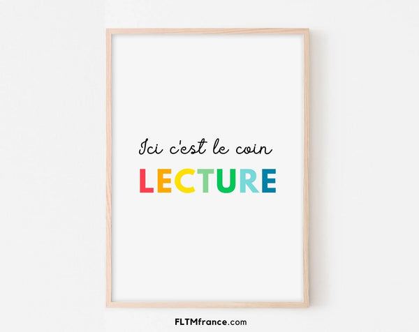 Ici c'est le coin lecture Affiche - Poster éducatif Montessori