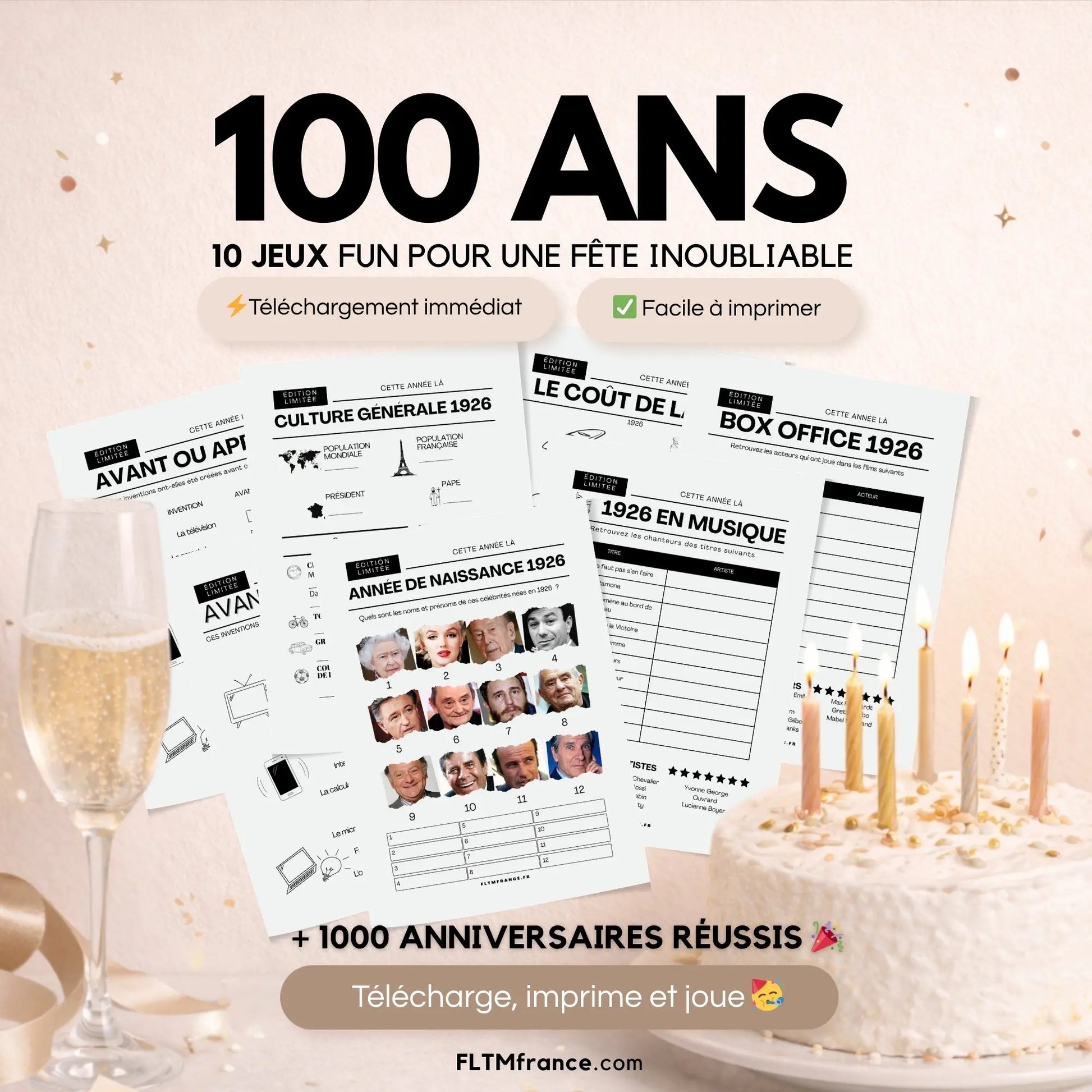 Jeu anniversaire 100 ans à imprimer : 10 jeux fun pour une soirée inoubliable FLTM