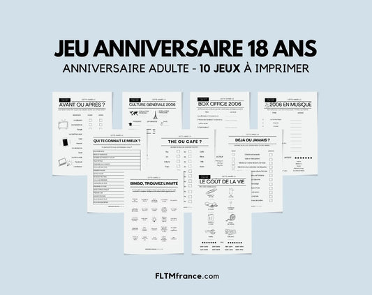 Jeu anniversaire 18 ans - Jeux de fête pour 18ème anniversaire FLTMfrance