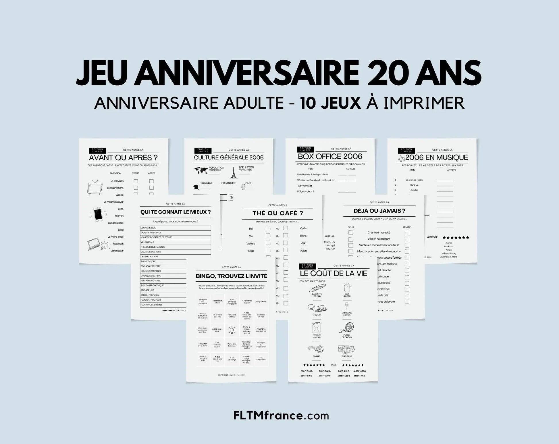 Jeu anniversaire 20 ans - Jeux de fête pour 20ème anniversaire FLTMfrance