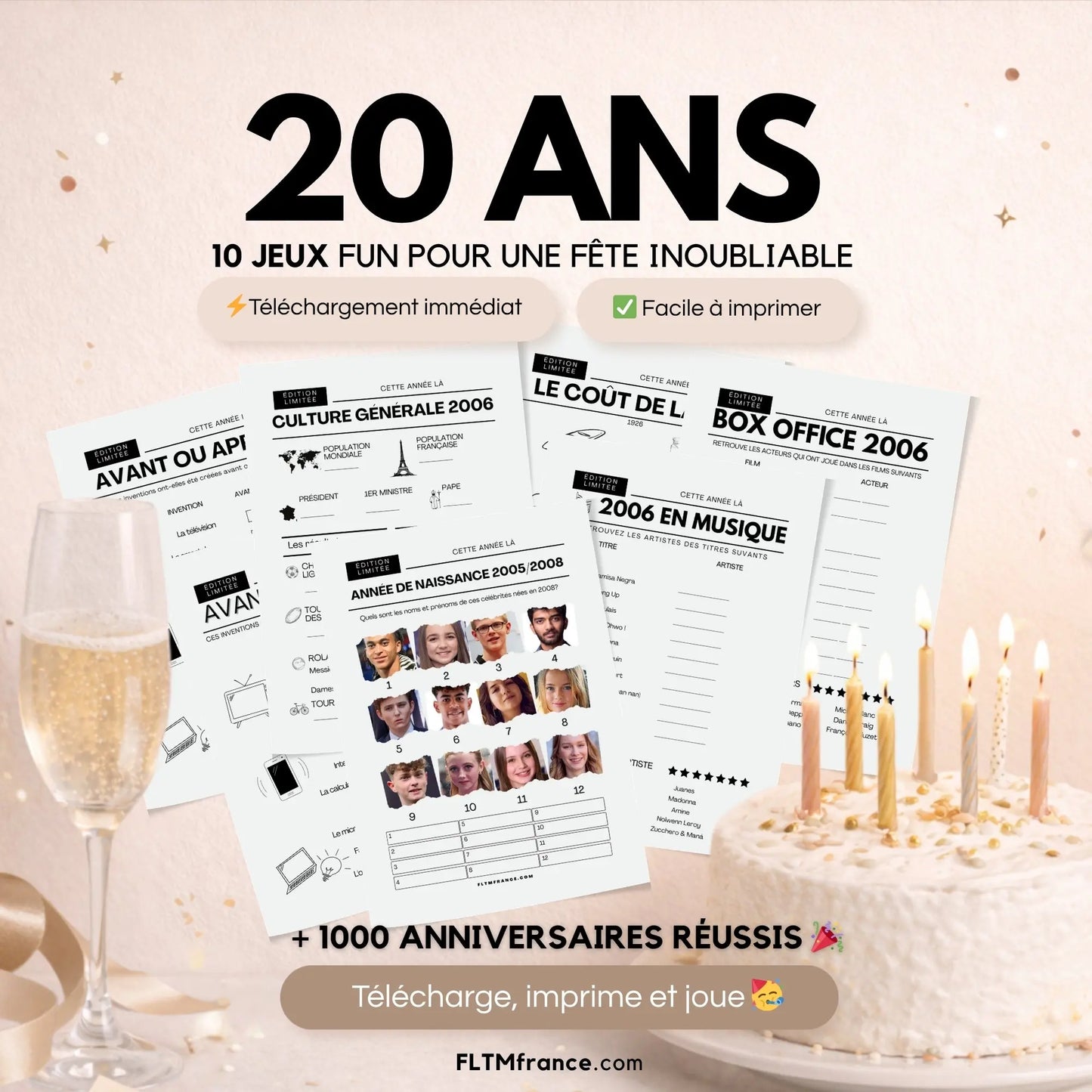 Jeu anniversaire 20 ans à imprimer : 10 jeux fun pour une soirée inoubliable FLTM
