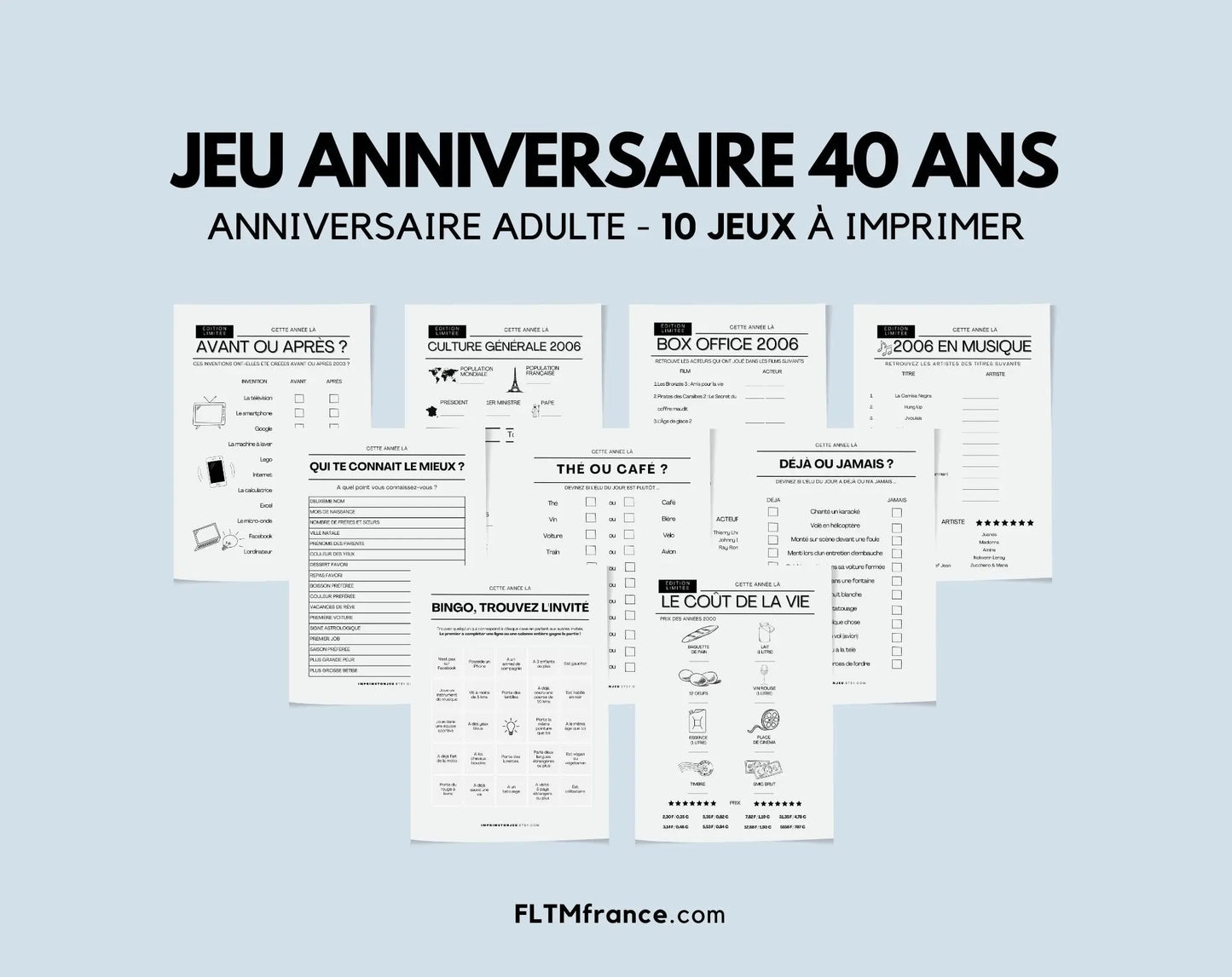 Jeu anniversaire 40 ans - Jeux de fête pour 40ème anniversaire FLTMfrance