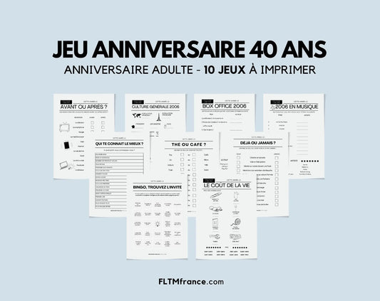 Jeu anniversaire 40 ans - Jeux de fête pour 40ème anniversaire FLTMfrance