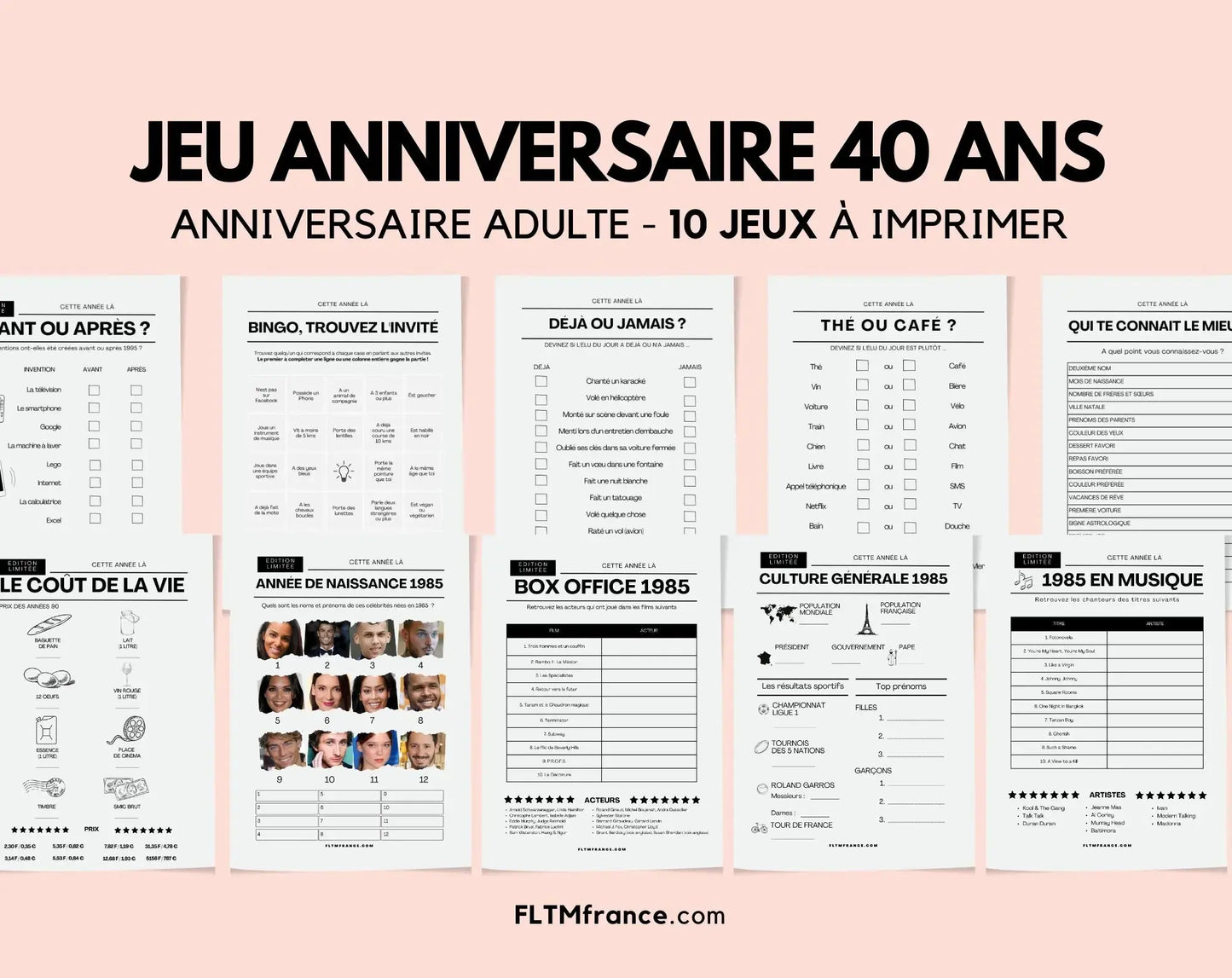 Jeu anniversaire 40 ans - Jeux de fête pour 40ème anniversaire FLTMfrance