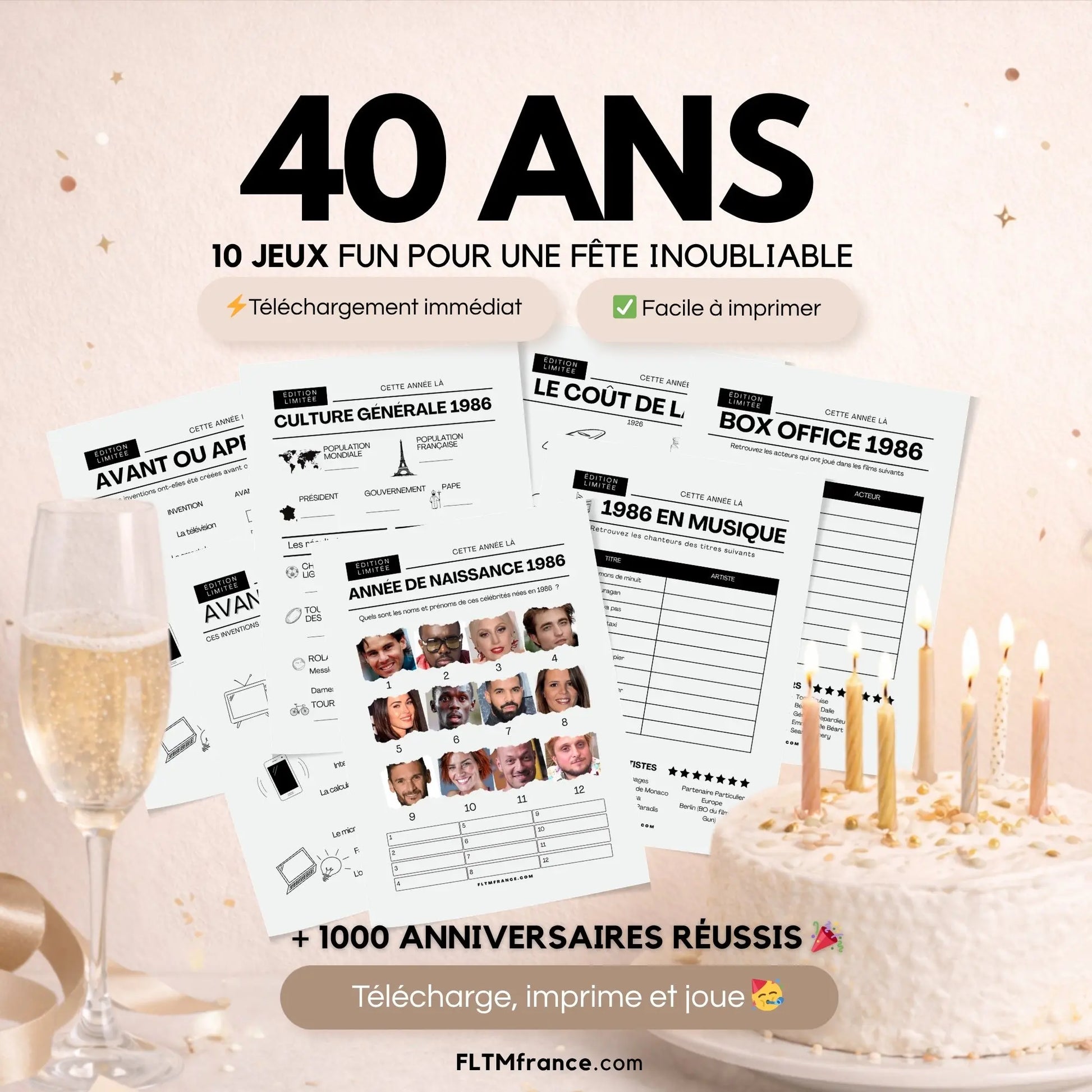 Jeu anniversaire 40 ans à imprimer : 10 jeux fun pour une soirée inoubliable FLTM