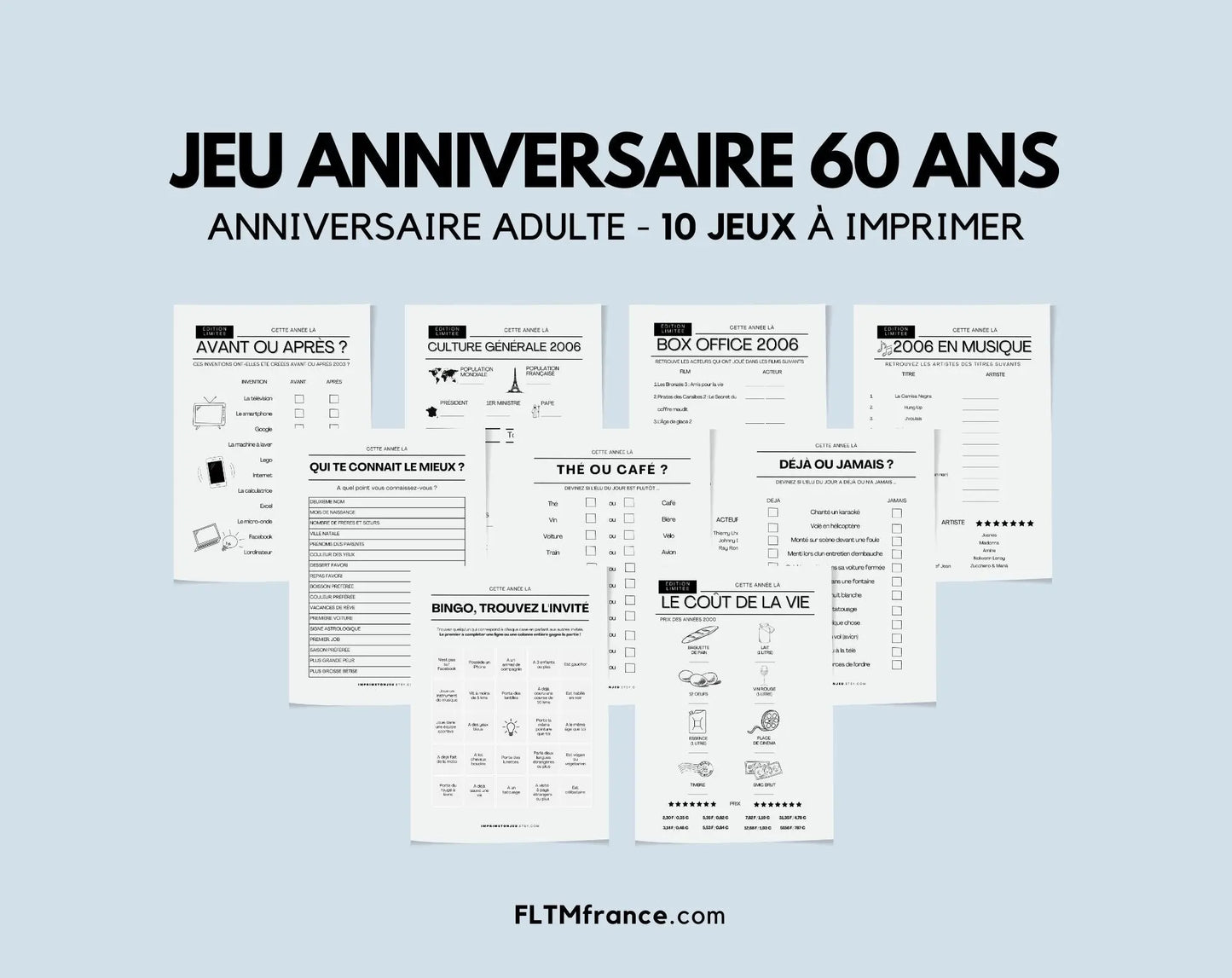 Jeu anniversaire 60 ans - Jeux de fête pour 60ème anniversaire FLTMfrance