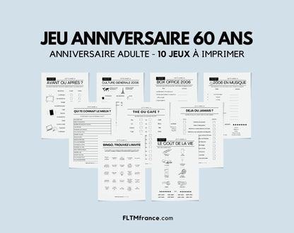 Jeu anniversaire 60 ans - Jeux de fête pour 60ème anniversaire FLTMfrance