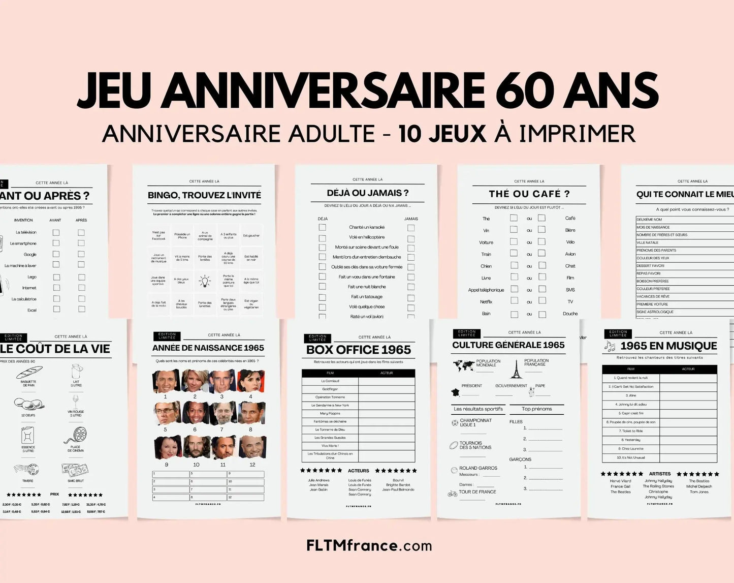 Jeu anniversaire 60 ans - Jeux de fête pour 60ème anniversaire FLTMfrance