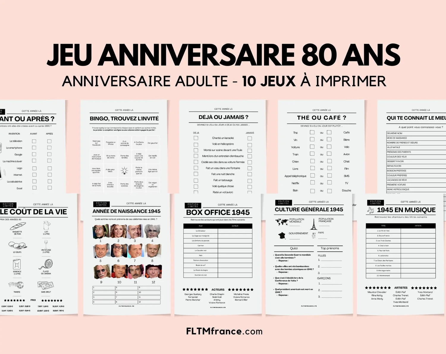 Jeu anniversaire 80 ans - Jeux de fête pour 80ème anniversaire FLTMfrance