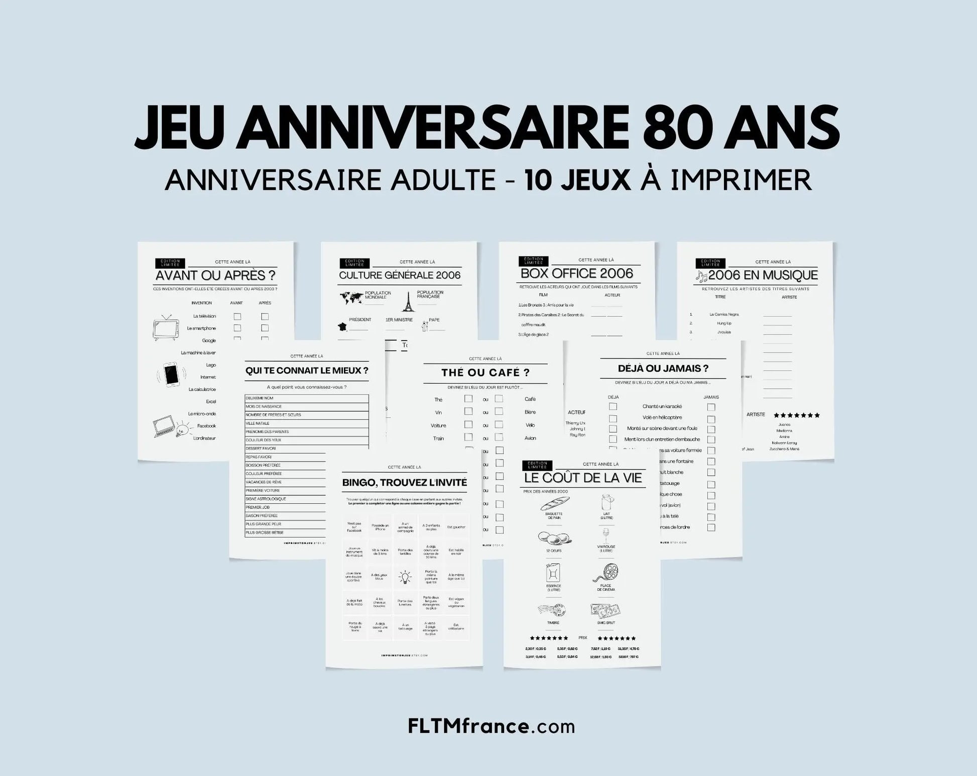 Jeu anniversaire 80 ans - Jeux de fête pour 80ème anniversaire FLTMfrance