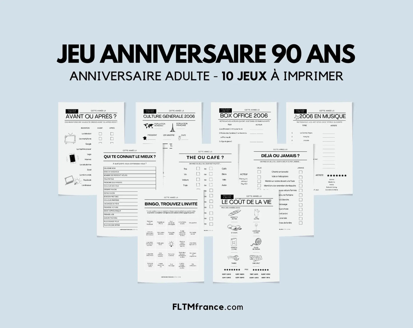 Jeu anniversaire 90 ans - Jeux de fête pour 90ème anniversaire FLTMfrance