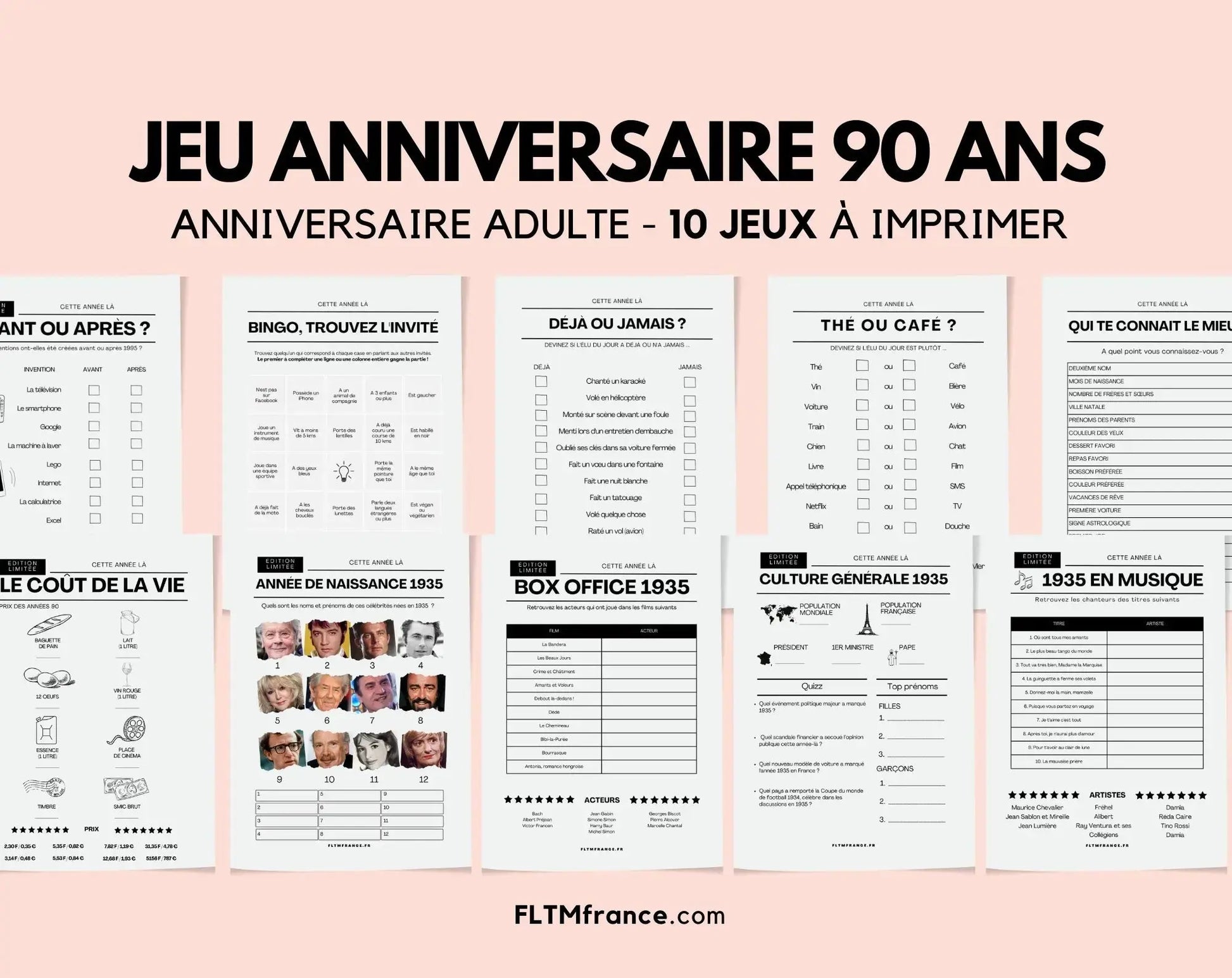 Jeu anniversaire 90 ans - Jeux de fête pour 90ème anniversaire FLTMfrance