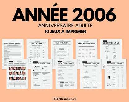 Jeu anniversaire Année 2006 - 10 jeux à imprimer pour fêter les 18 ans FLTMfrance