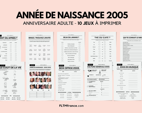Jeu anniversaire année 2005 - 10 jeux à imprimer pour fêter les 21 ans