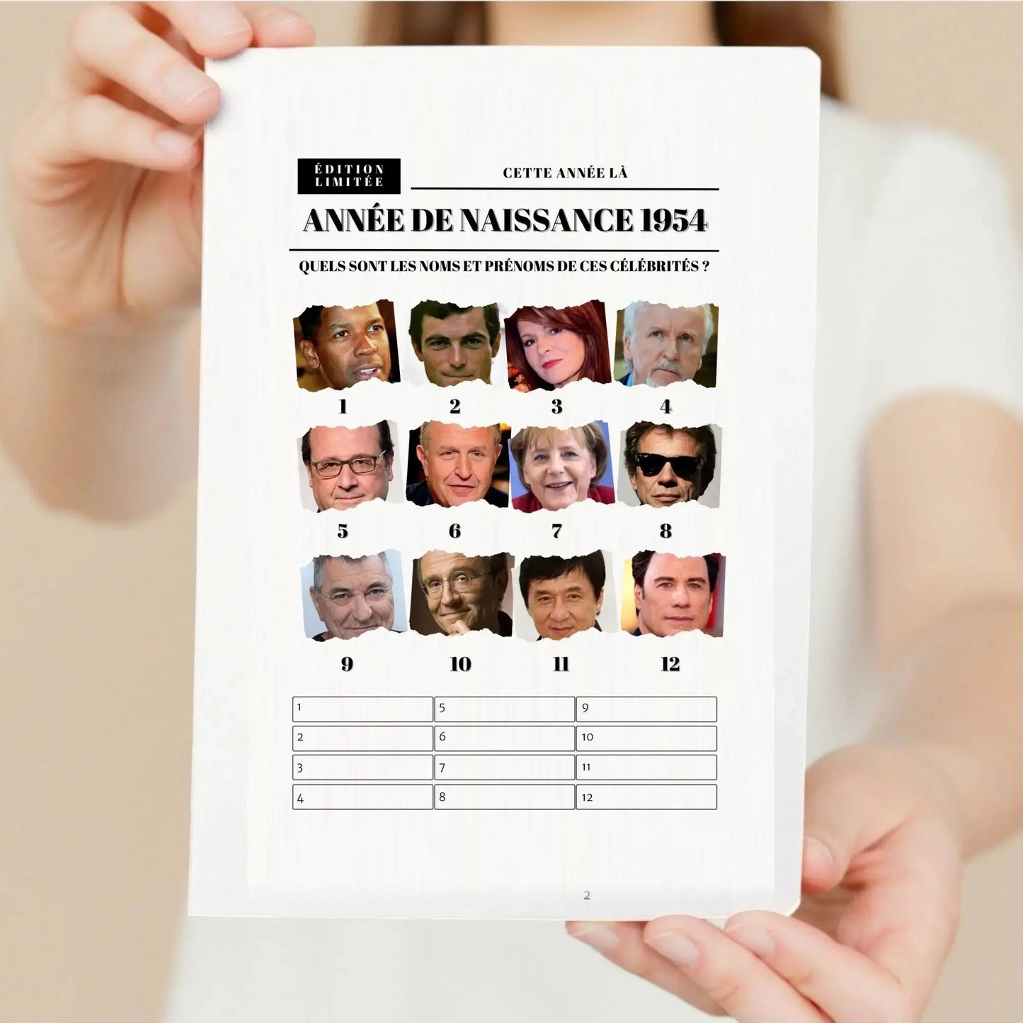 Jeu anniversaire Année 1954 - 10 jeux imprimer pour anniversaire 70 ans FLTMfrance