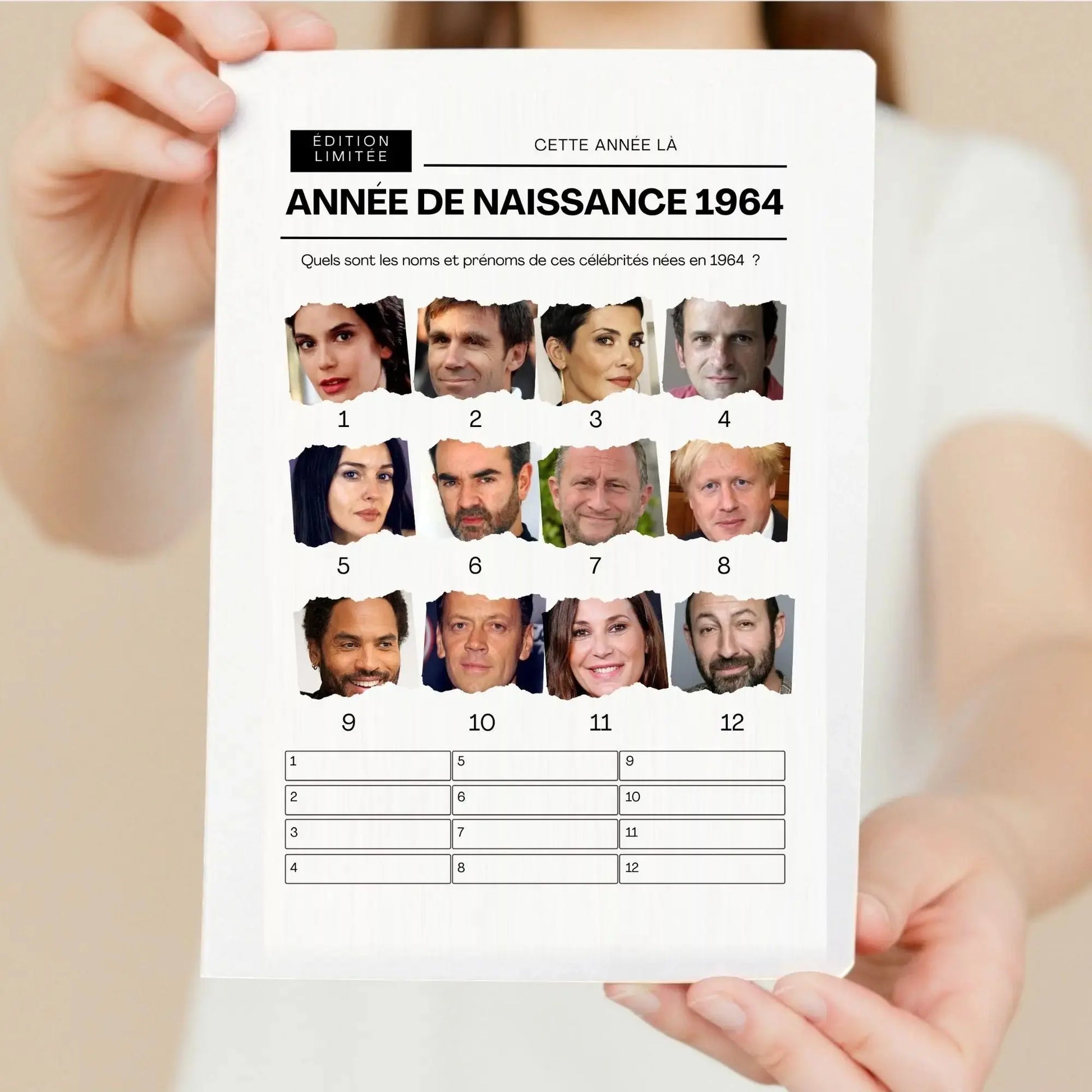 Jeu anniversaire Année 1964 - 10 jeux imprimer pour anniversaire 60 ans FLTMfrance