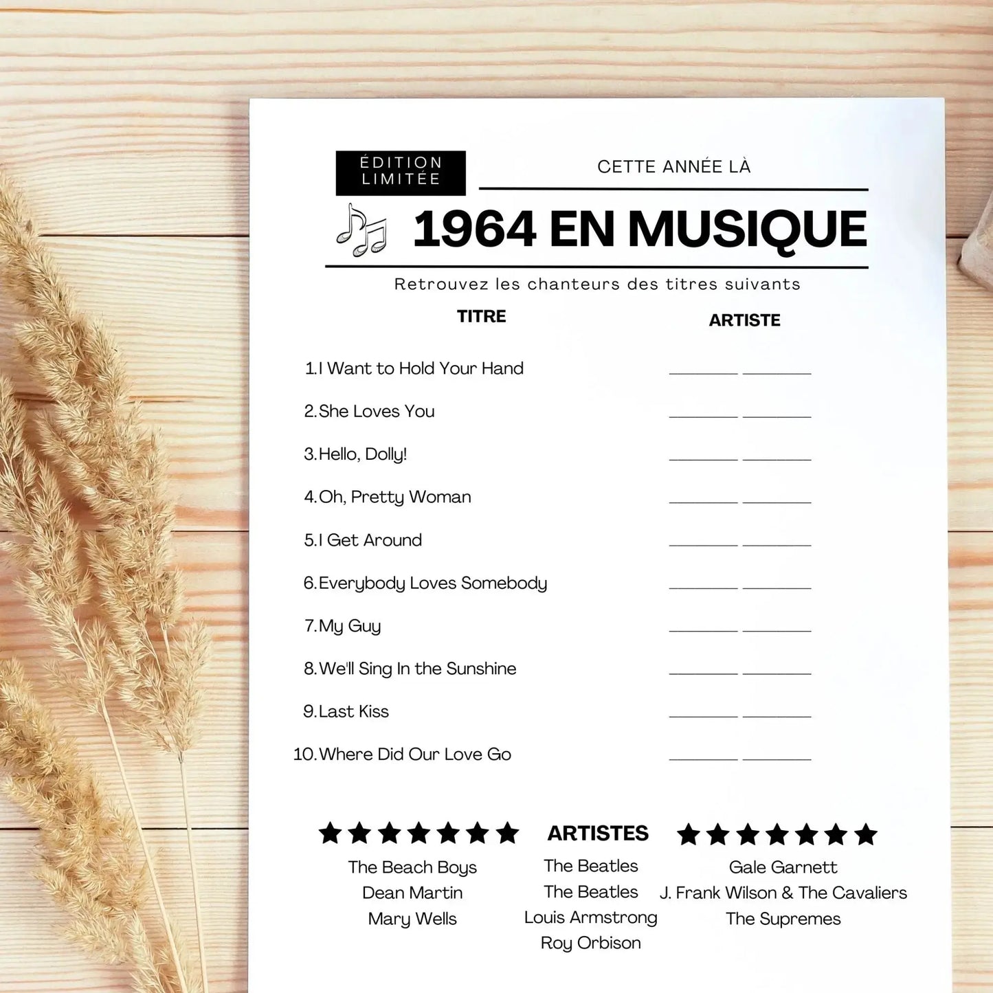 Jeu anniversaire Année 1964 - 10 jeux imprimer pour anniversaire 60 ans FLTMfrance