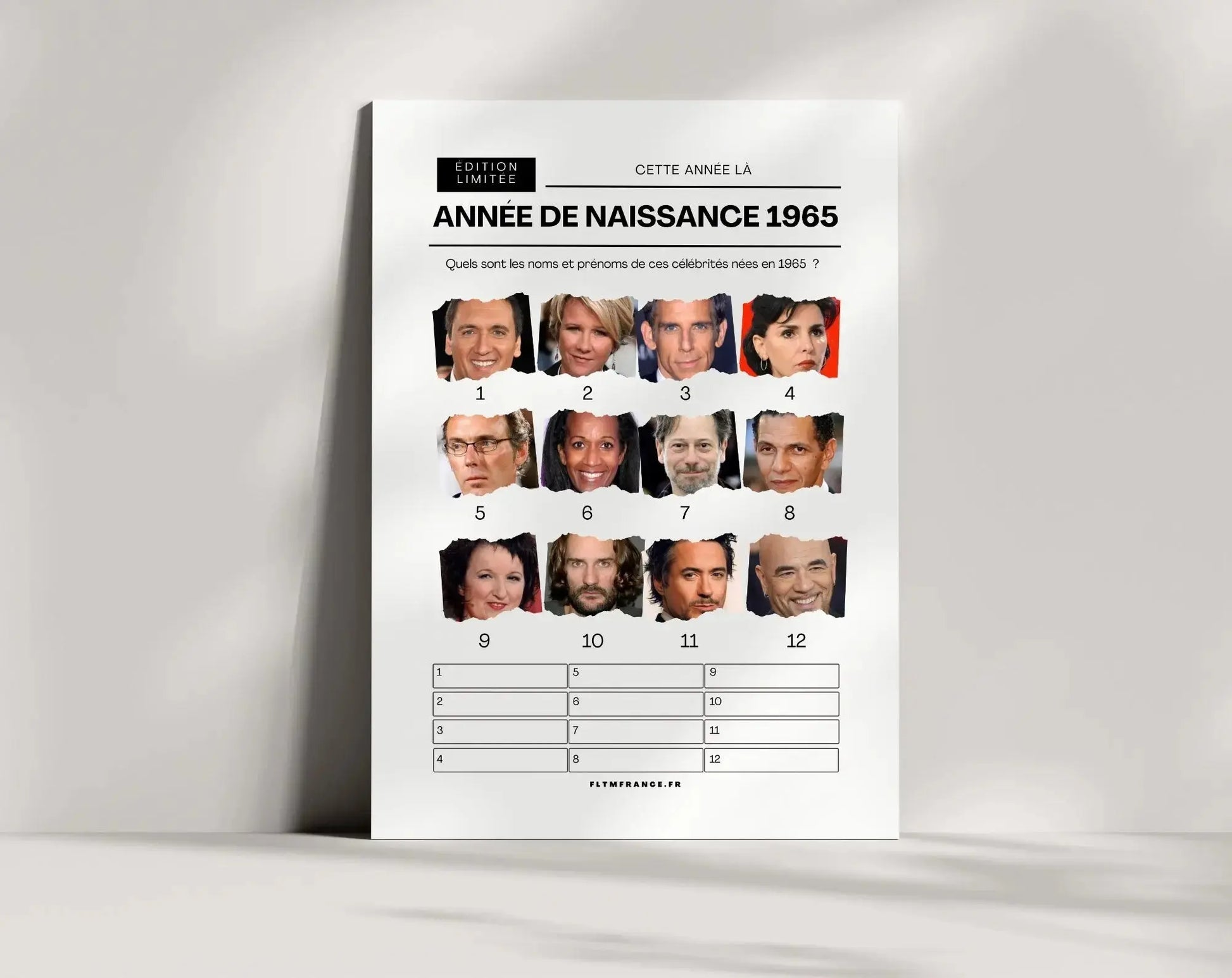 Jeu anniversaire année 1965 - 10 jeux à imprimer pour fêter les 60 ans FLTMfrance