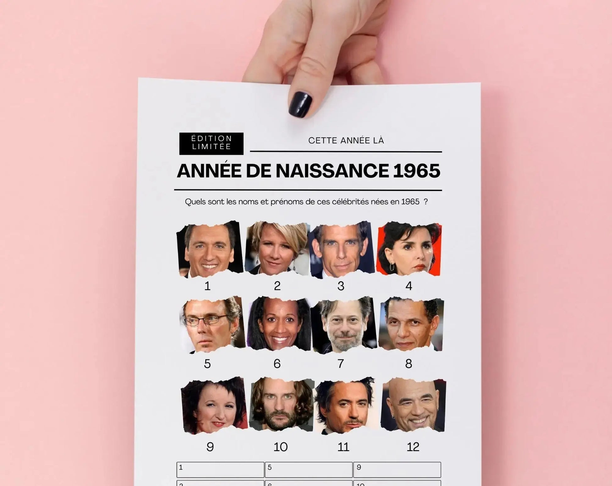 Jeu anniversaire année 1965 - 10 jeux à imprimer pour fêter les 60 ans FLTMfrance