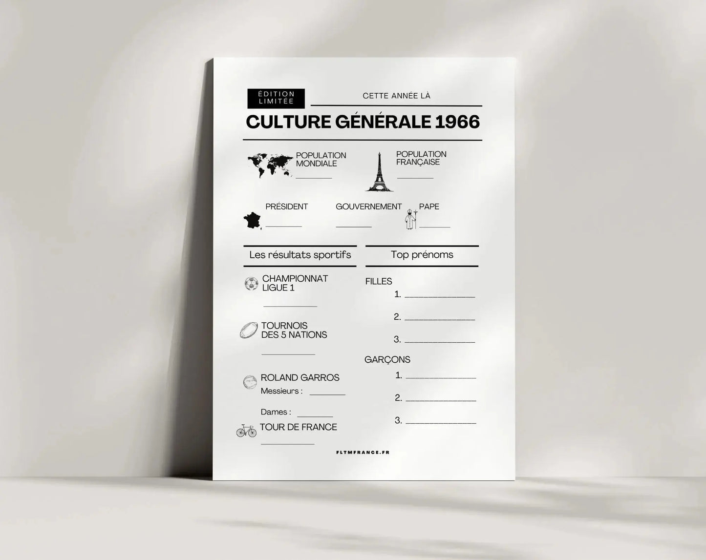 Jeu anniversaire année 1966 - 10 jeux à imprimer pour fêter les 60 ans FLTM