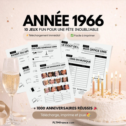 Jeu anniversaire année 1966 - 10 jeux à imprimer pour fêter les 60 ans FLTM