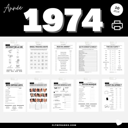 Jeu anniversaire Année 1974 - 10 jeux imprimer pour anniversaire 50 ans FLTMfrance
