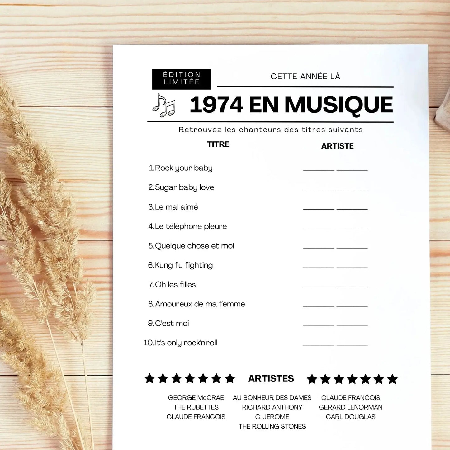 Jeu anniversaire Année 1974 - 10 jeux imprimer pour anniversaire 50 ans FLTMfrance