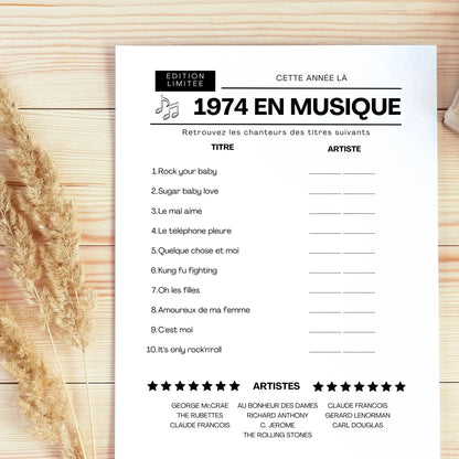 Jeu anniversaire Année 1974 - 10 jeux imprimer pour anniversaire 50 ans FLTMfrance