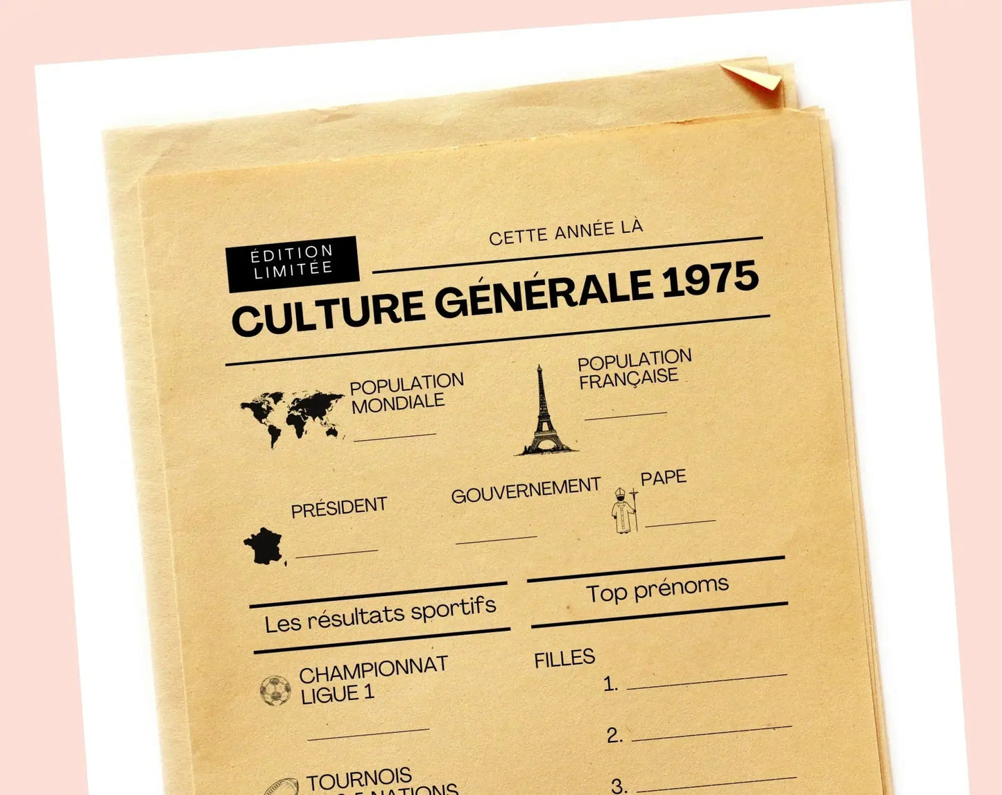 Jeu anniversaire année 1975 - 10 jeux à imprimer pour fêter les 50 ans FLTMfrance