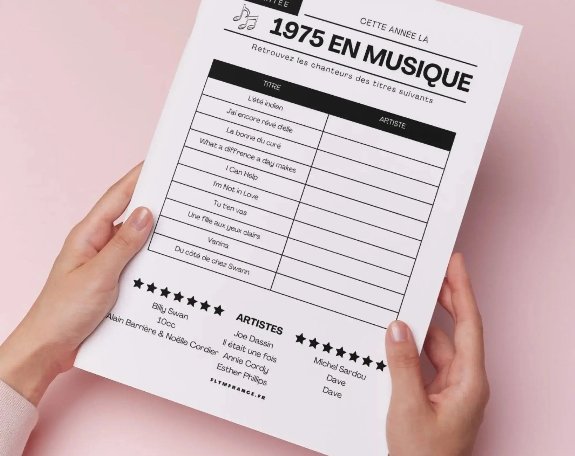 Jeu anniversaire année 1975 - 10 jeux à imprimer pour fêter les 50 ans FLTMfrance