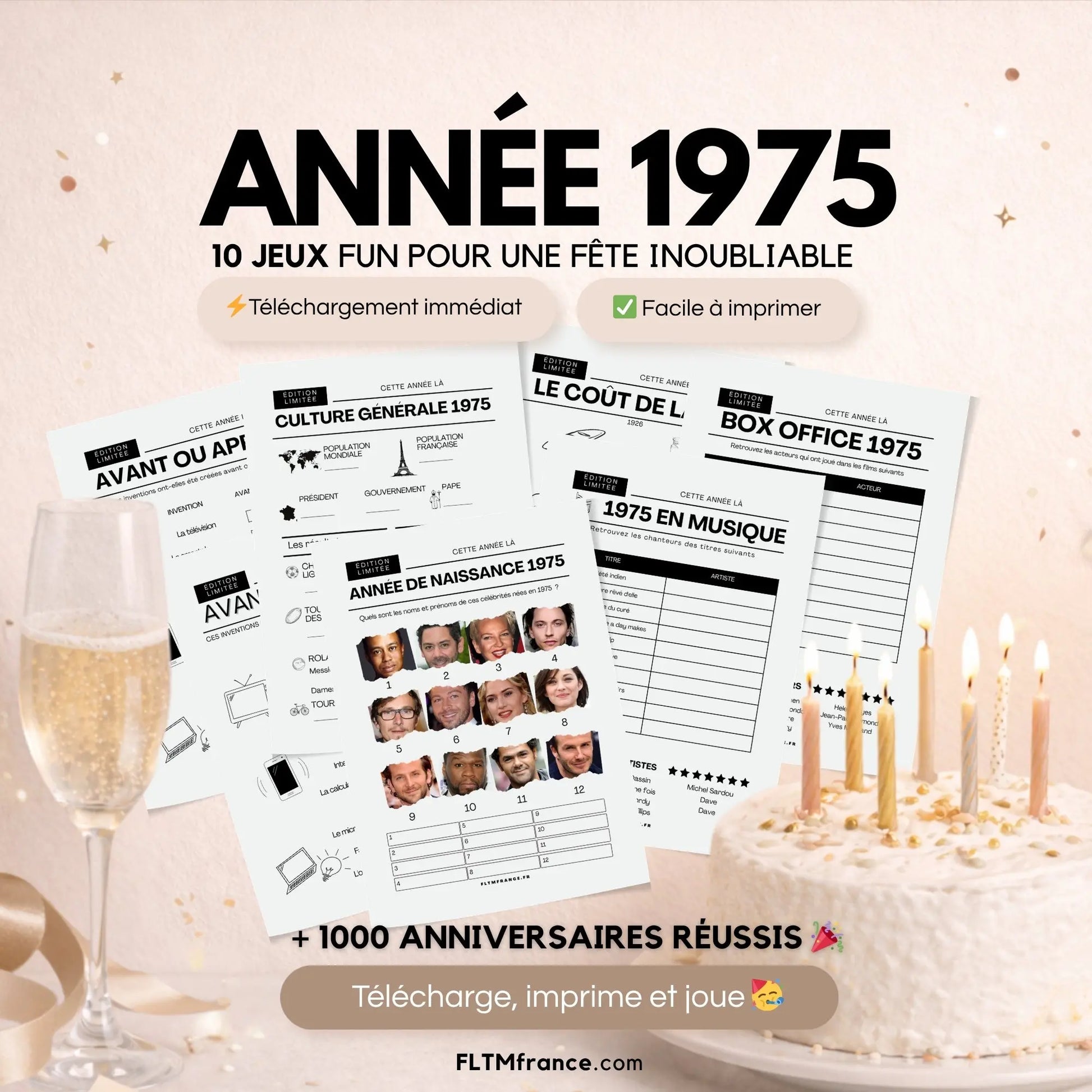 Jeu anniversaire année 1975 - 10 jeux à imprimer pour fêter les 51 ans FLTM