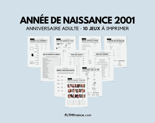 Jeu anniversaire année 2001 - Jeu de fête pour 24 ans FLTMfrance