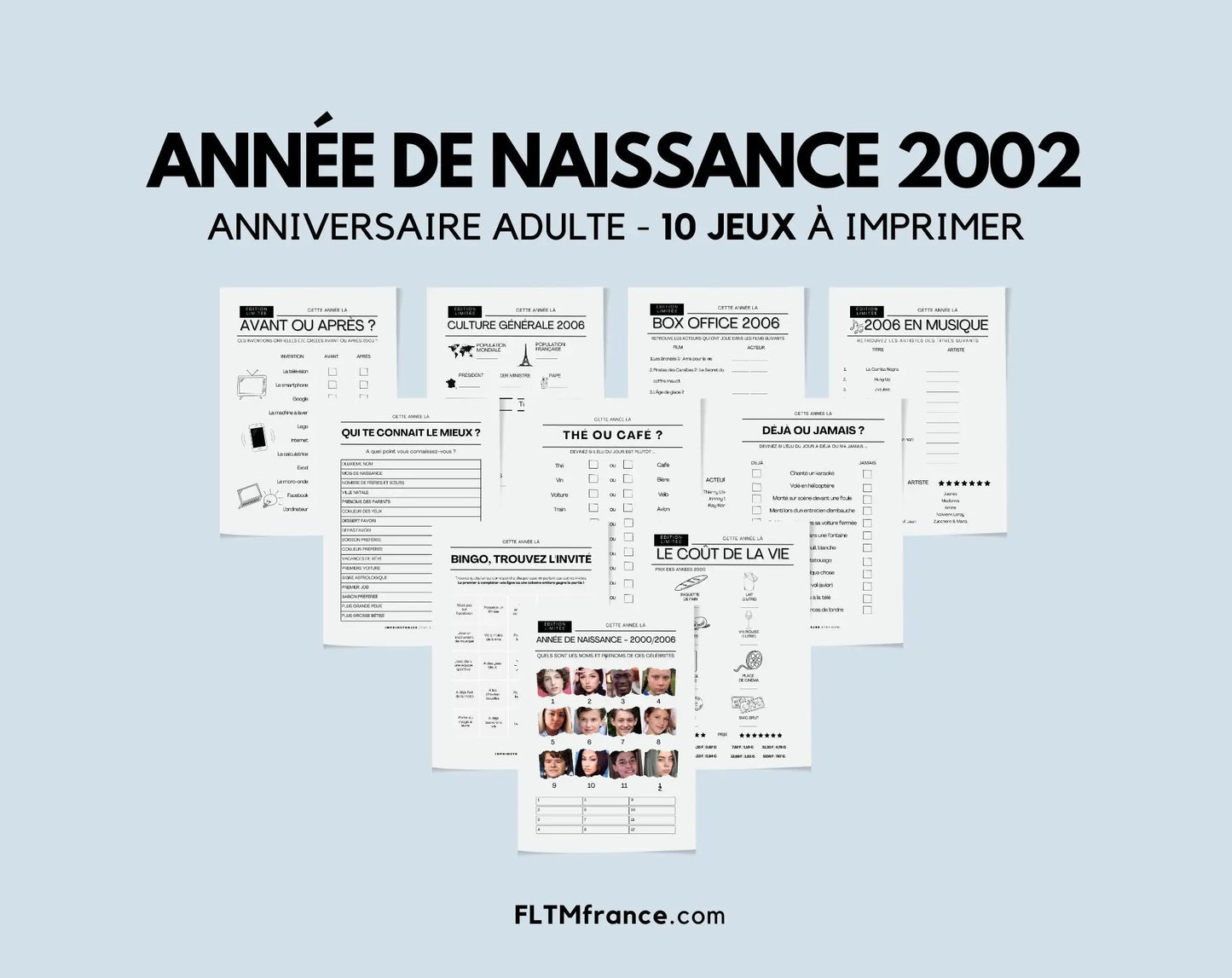 Jeu anniversaire année 2002 - Jeu de fête pour 22 ans FLTMfrance