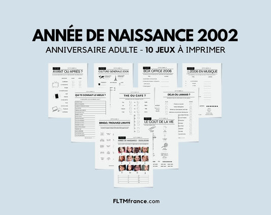 Jeu anniversaire année 2002 - Jeu de fête pour 22 ans FLTMfrance