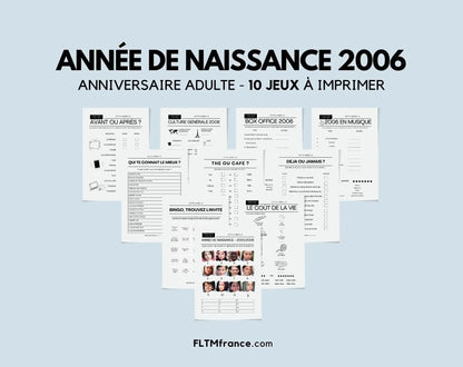 Jeu anniversaire Année 2006 - 10 jeux à imprimer pour fêter les 18 ans FLTMfrance