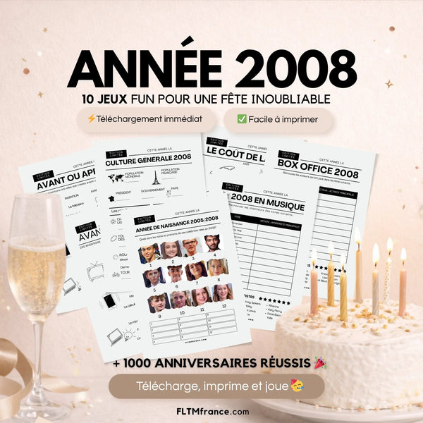Jeu anniversaire année 2008 - 10 jeux à imprimer pour fêter les 18 ans