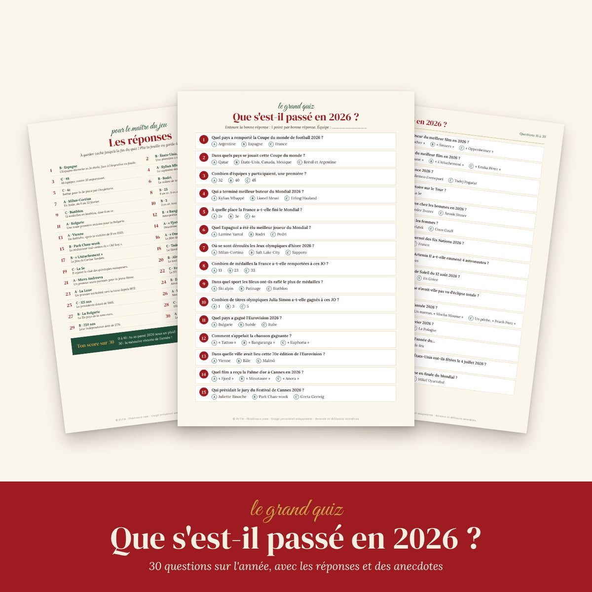 Quiz Que s'est-il passé en 2026 à imprimer