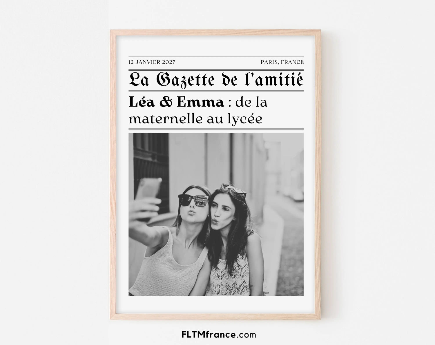 La Gazette de l’amitié - Affiche meilleure amie façon journal rétro FLTMfrance