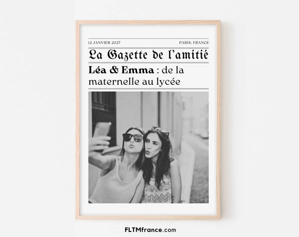 Affiche La Gazette de l'amitié - Poster rétro personnalisé pour meilleure amie