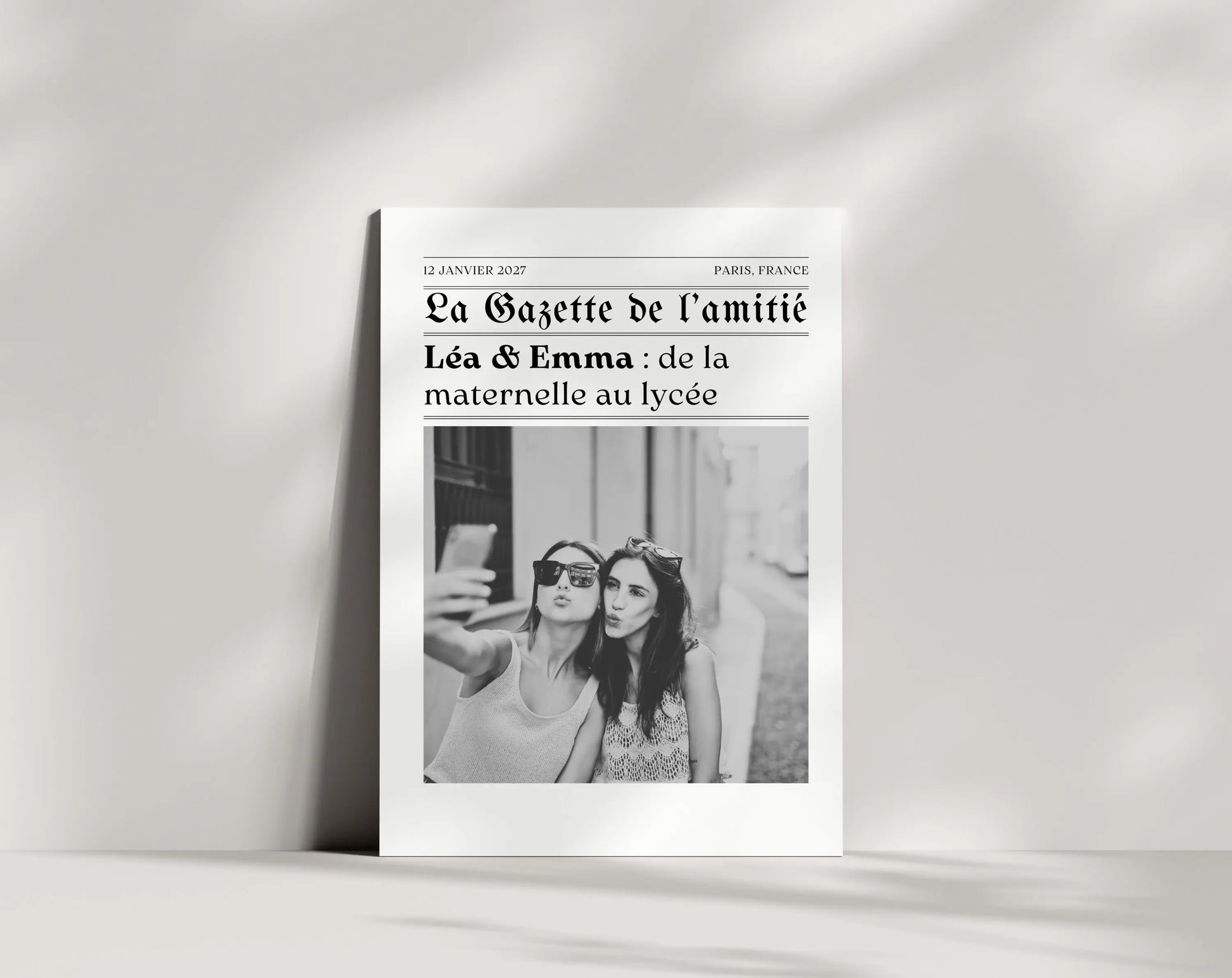 La Gazette de l’amitié - Affiche meilleure amie façon journal rétro FLTMfrance