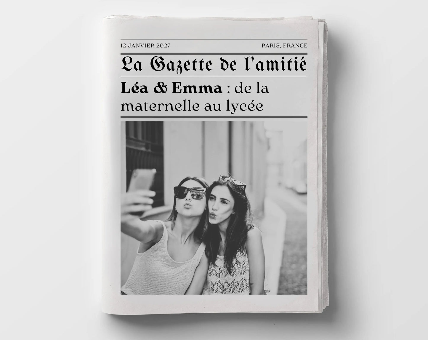 La Gazette de l’amitié - Affiche meilleure amie façon journal rétro FLTMfrance