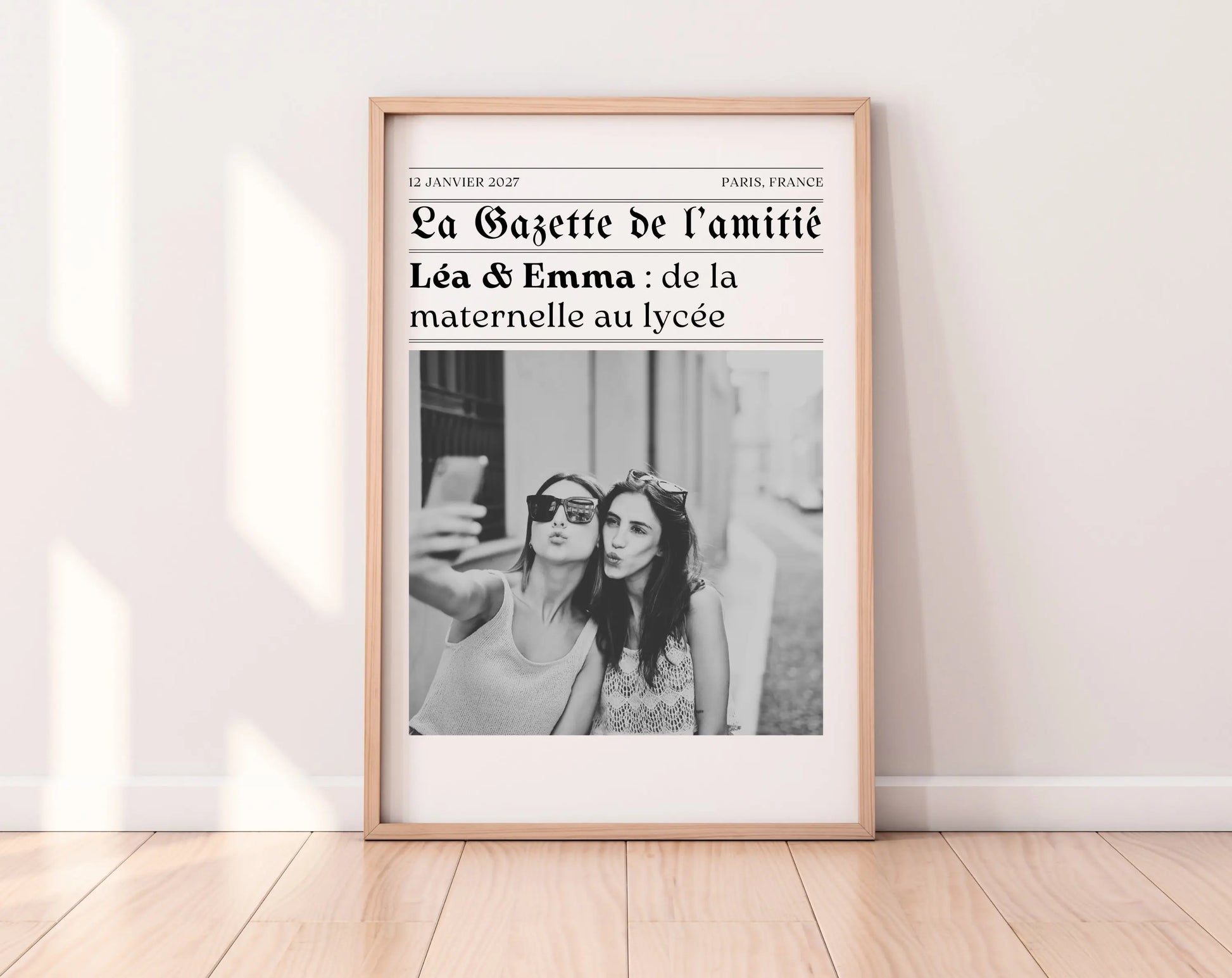 La Gazette de l’amitié - Affiche meilleure amie façon journal rétro FLTMfrance