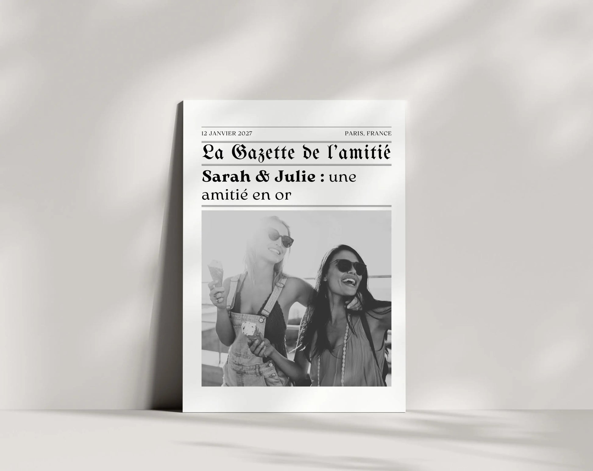 La Gazette de l’amitié - Affiche meilleure amie façon journal rétro FLTMfrance