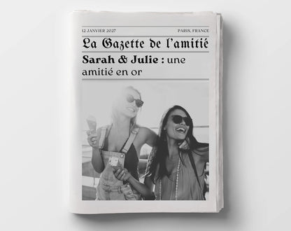 La Gazette de l’amitié - Affiche meilleure amie façon journal rétro FLTMfrance