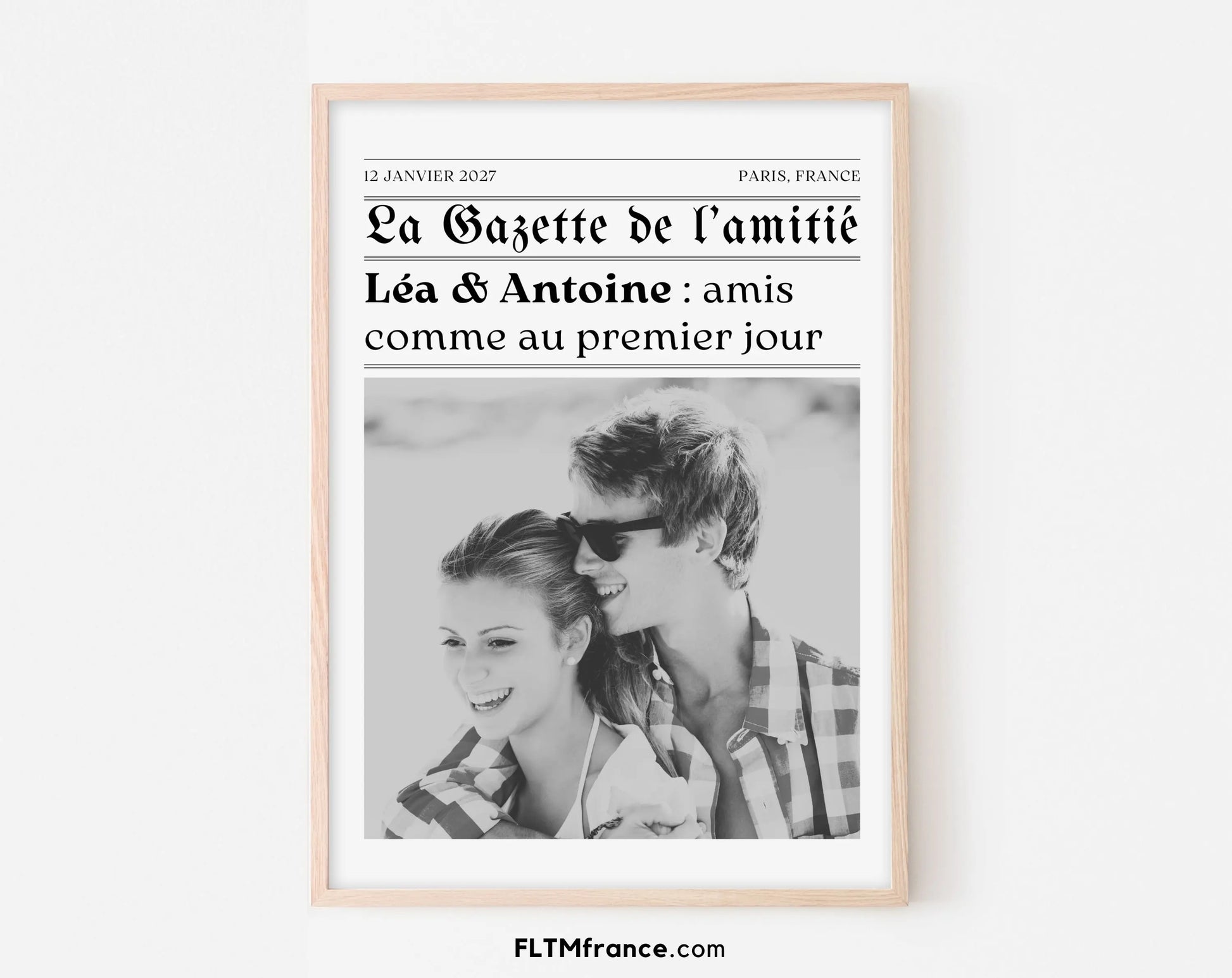 La Gazette de l’amitié - Affiche meilleure amie façon journal rétro FLTMfrance