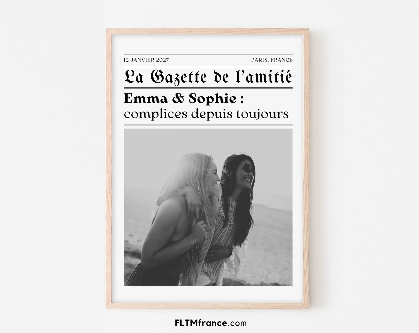 La Gazette de l’amitié - Affiche meilleure amie façon journal rétro FLTMfrance